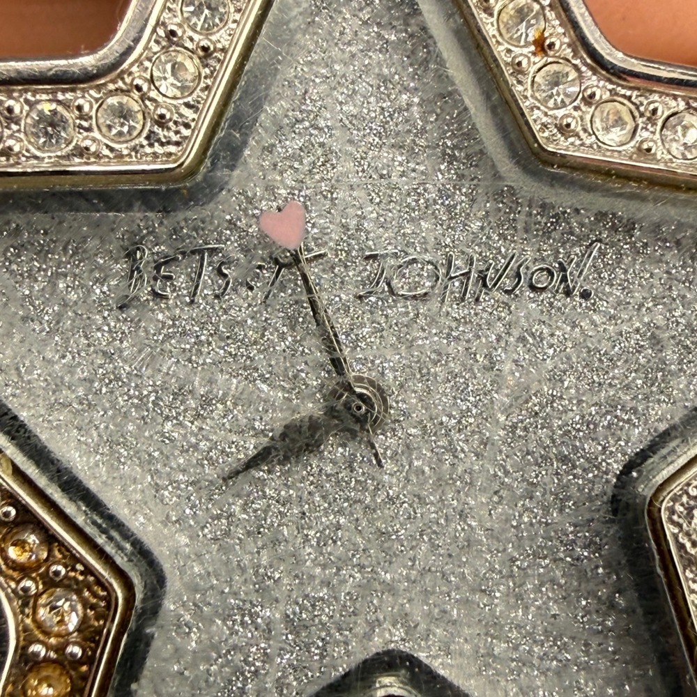 Betsey Johnson Watch Rock Star Silver Tone Rhinestone Charm UNTESTED 6in - Picture 3 of 13
